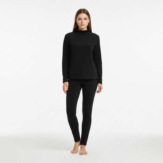 Women's Mock Neck Sweatshirt Slim Straight Pants Set Long Sleeve