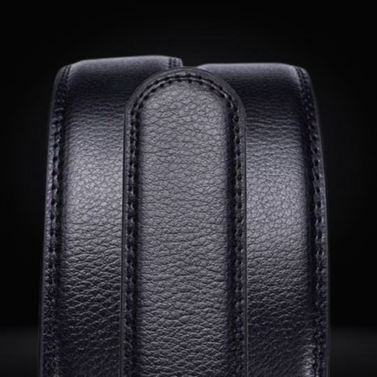 Men's Black Dress Belt with Brushed Silver Pin Buckle