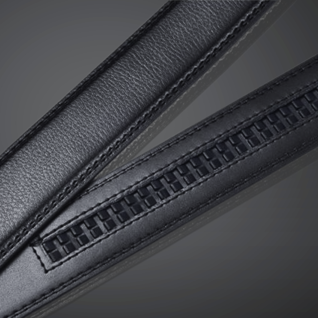 Men's Black Dress Belt with Brushed Silver Pin Buckle