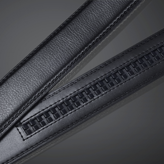 Men's Black Dress Belt with Brushed Silver Pin Buckle