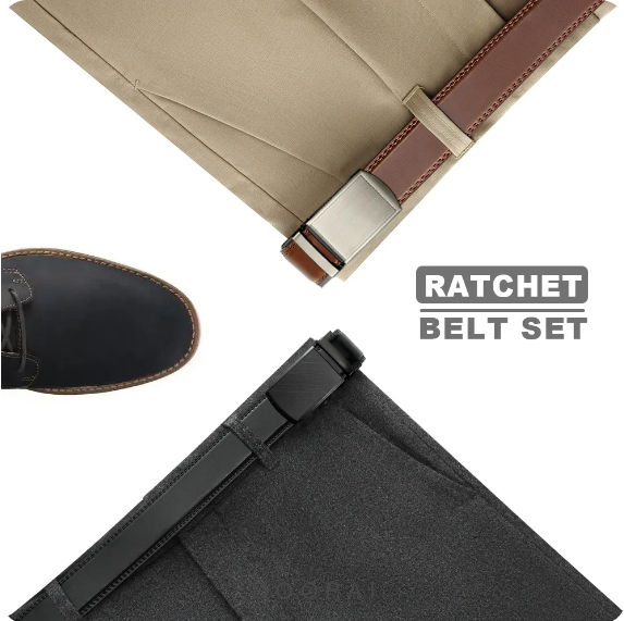 Men's Black Ratchet Belt with Carbon Fibre Pattern Auto Buckle