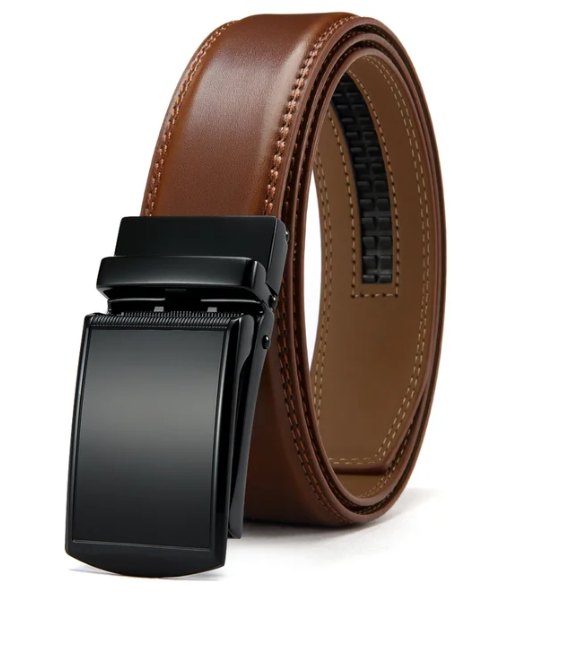 Men's Black Ratchet Belt with Carbon Fibre Pattern Auto Buckle