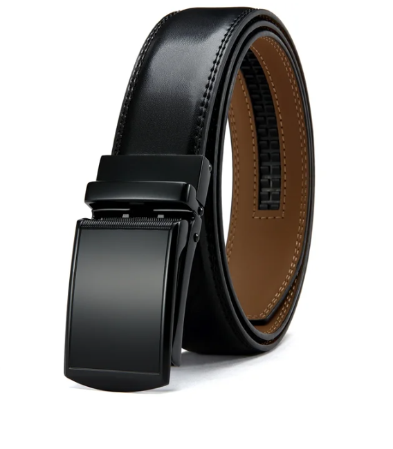 Men's Black Ratchet Belt with Carbon Fibre Pattern Auto Buckle