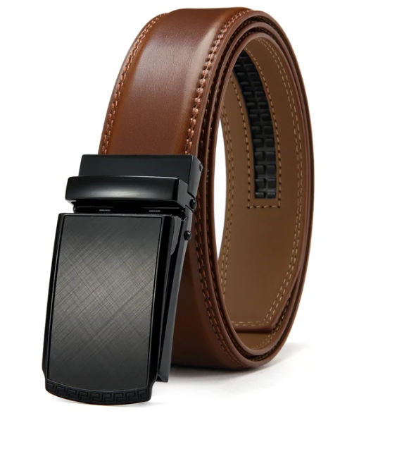 Men's Black Ratchet Belt with Carbon Fibre Pattern Auto Buckle
