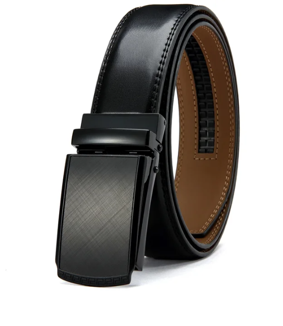Men's Black Ratchet Belt with Carbon Fibre Pattern Auto Buckle