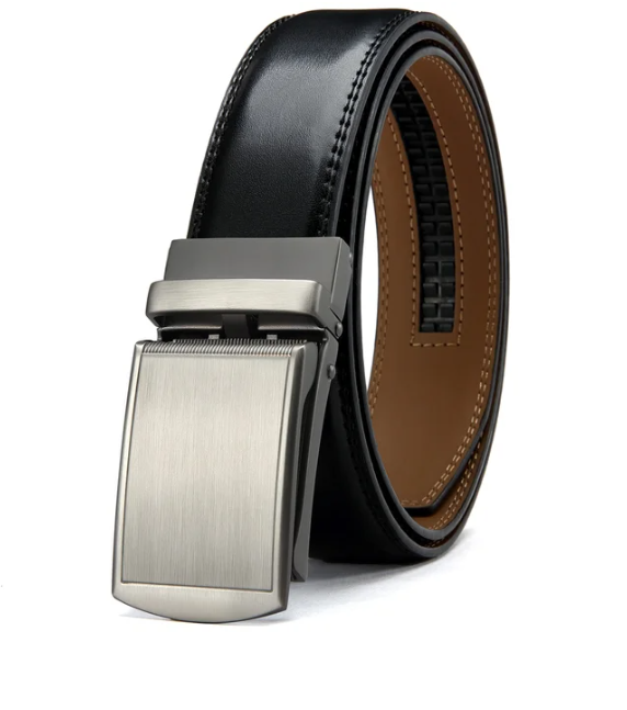 Men's Black Ratchet Belt with Carbon Fibre Pattern Auto Buckle