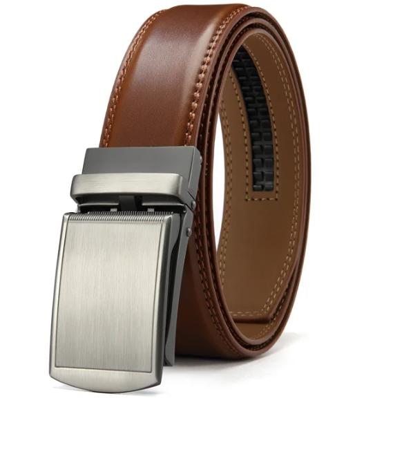 Men's Black Ratchet Belt with Carbon Fibre Pattern Auto Buckle