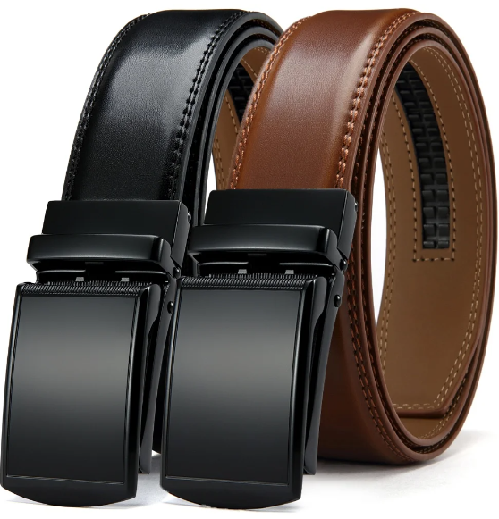 Men's Black Ratchet Belt with Carbon Fibre Pattern Auto Buckle