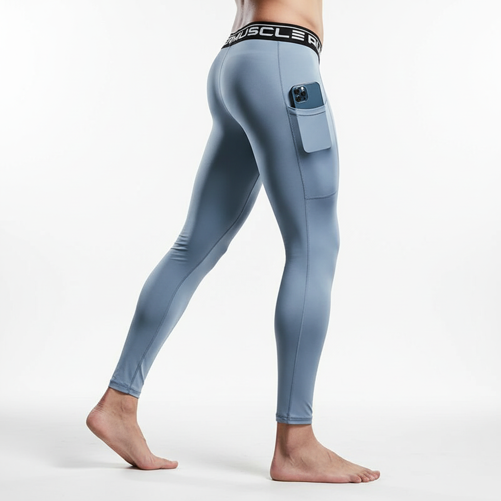 Men's High Waist Compression Leggings Slim Fit