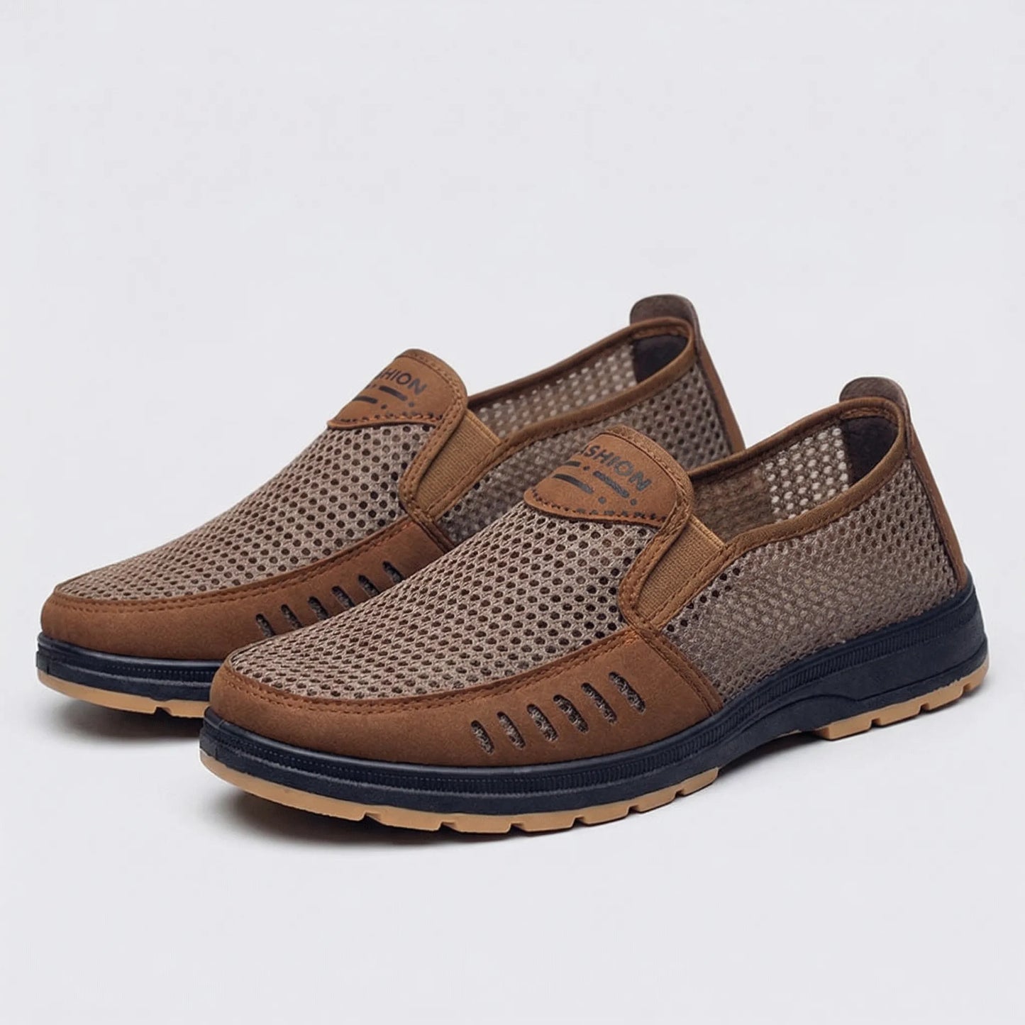 Men's Mesh Slip-On Loafers Open Knit Upper Casual Summer Shoes