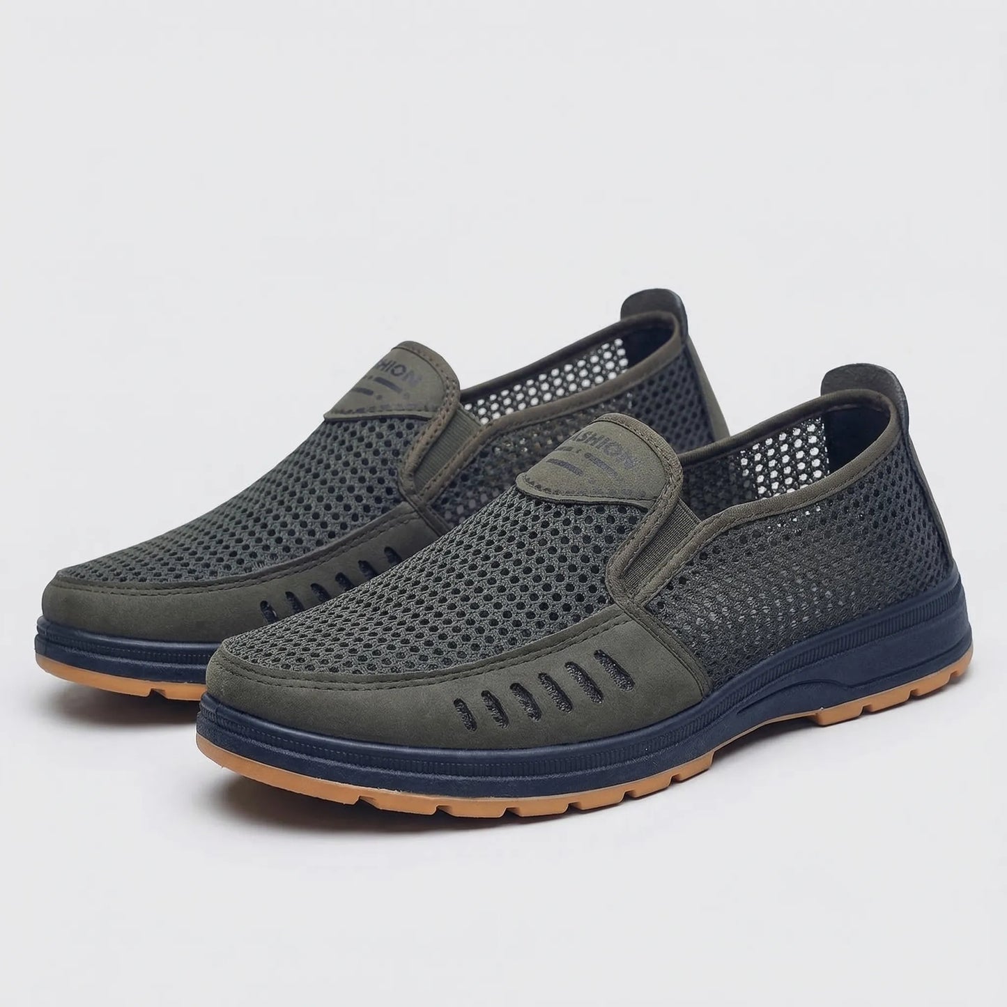 Men's Mesh Slip-On Loafers Open Knit Upper Casual Summer Shoes