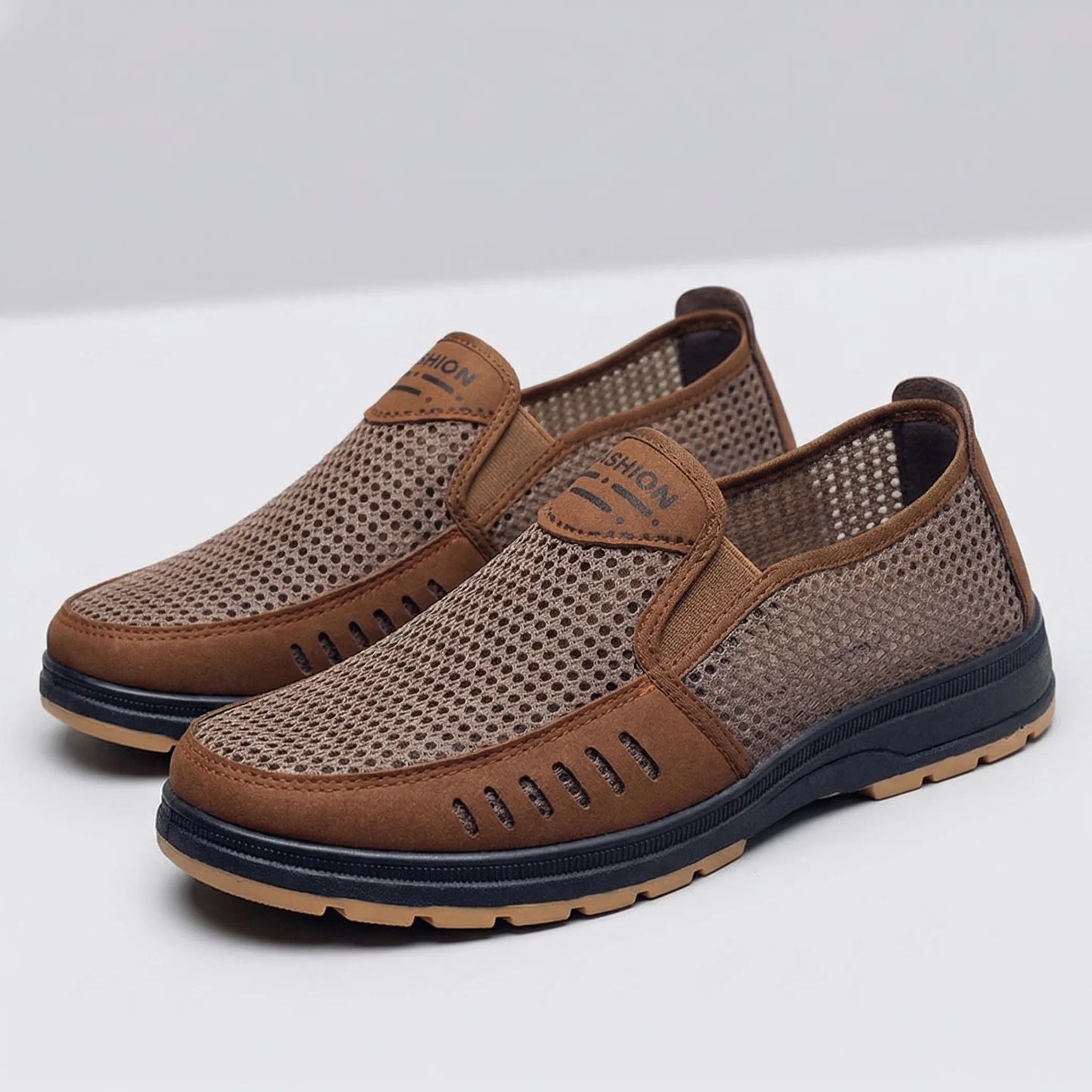 Men's Mesh Slip-On Loafers Open Knit Upper Casual Summer Shoes