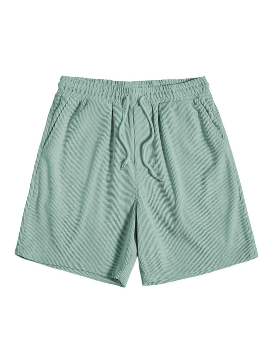 Men's Short Sleeve Button Up Shirt Shorts Set Textured Drawstring