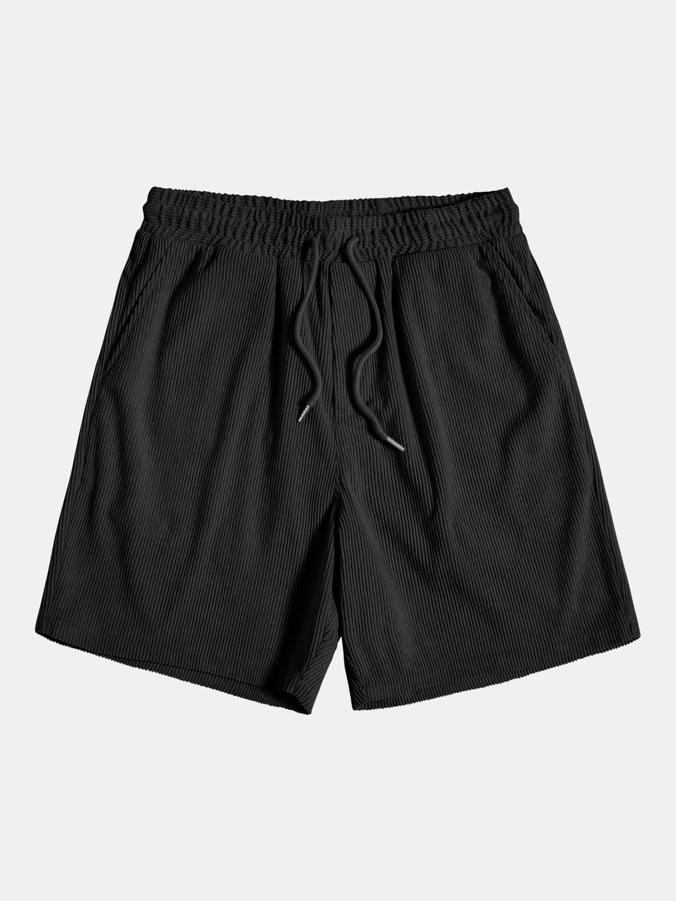 Men's Short Sleeve Button Up Shirt Shorts Set Textured Drawstring