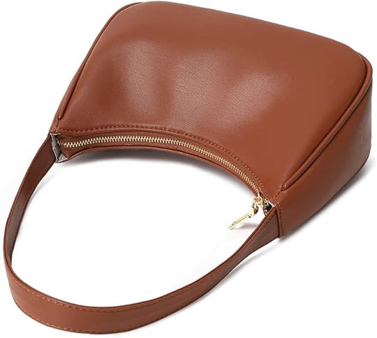 Women's Black Hobo Shoulder Bag with Gold Zip