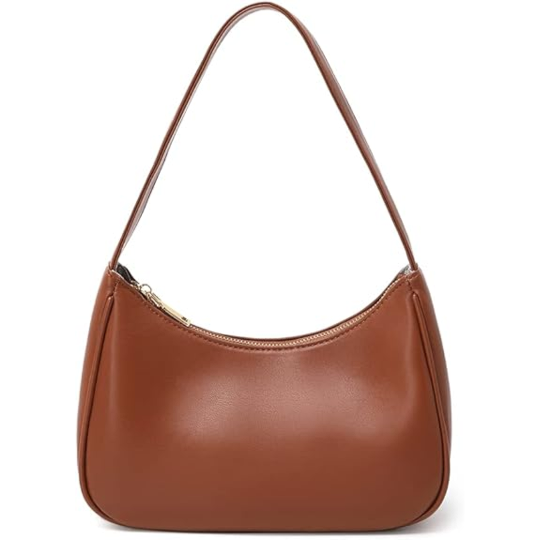 Women's Black Hobo Shoulder Bag with Gold Zip