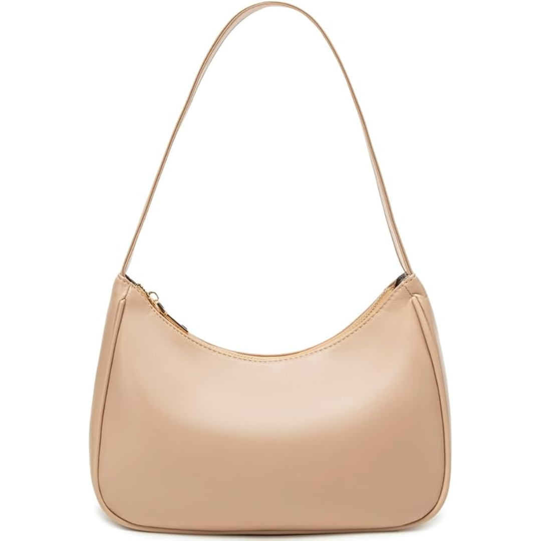 Women's Black Hobo Shoulder Bag with Gold Zip
