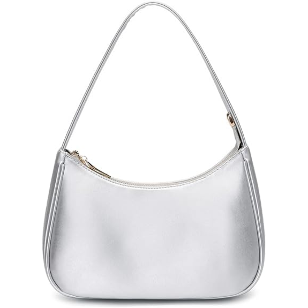 Women's Black Hobo Shoulder Bag with Gold Zip