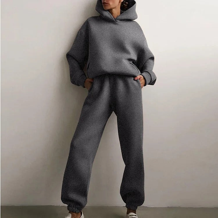 Women's Cropped Hoodie Wide Leg Sweatpants Set Oversized Loungewear