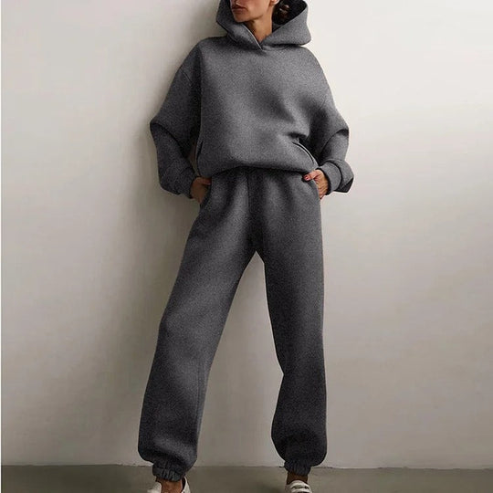Women's Cropped Hoodie Wide Leg Sweatpants Set Oversized Loungewear