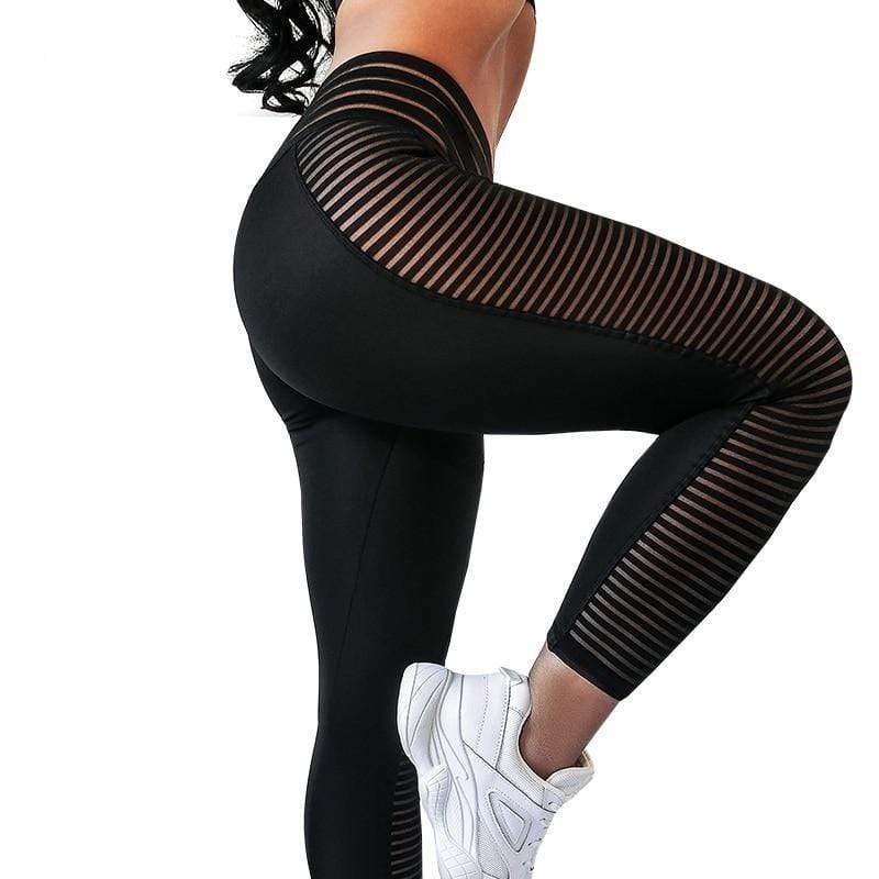 Women's High Waist Mesh Panel Leggings Scrunch Back
