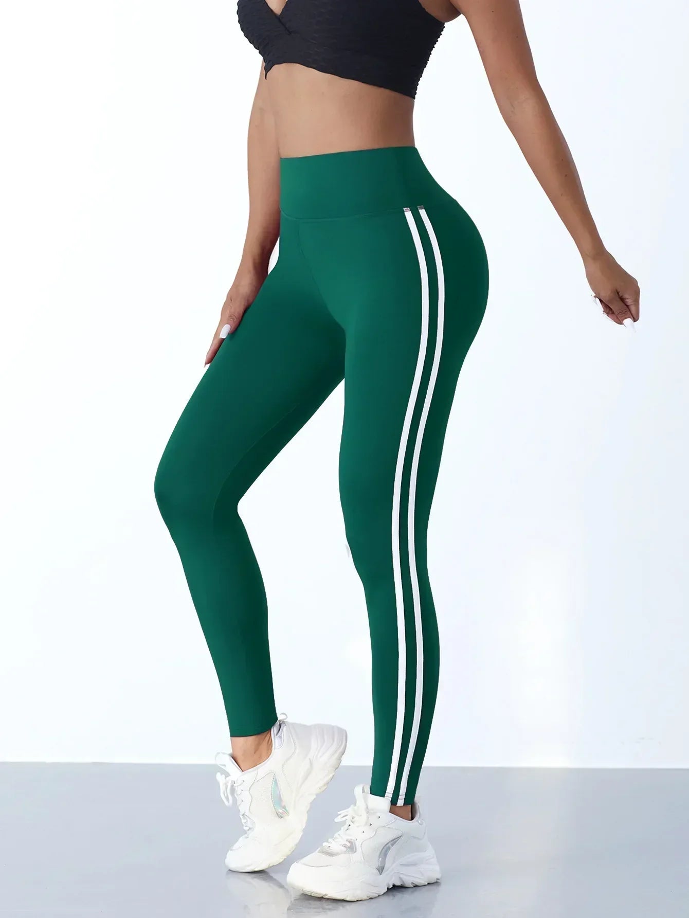 Women's High Waist Scrunch Leggings Side Stripe