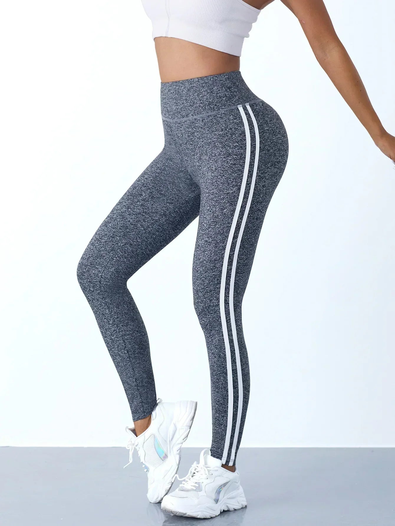 Women's High Waist Scrunch Leggings Side Stripe