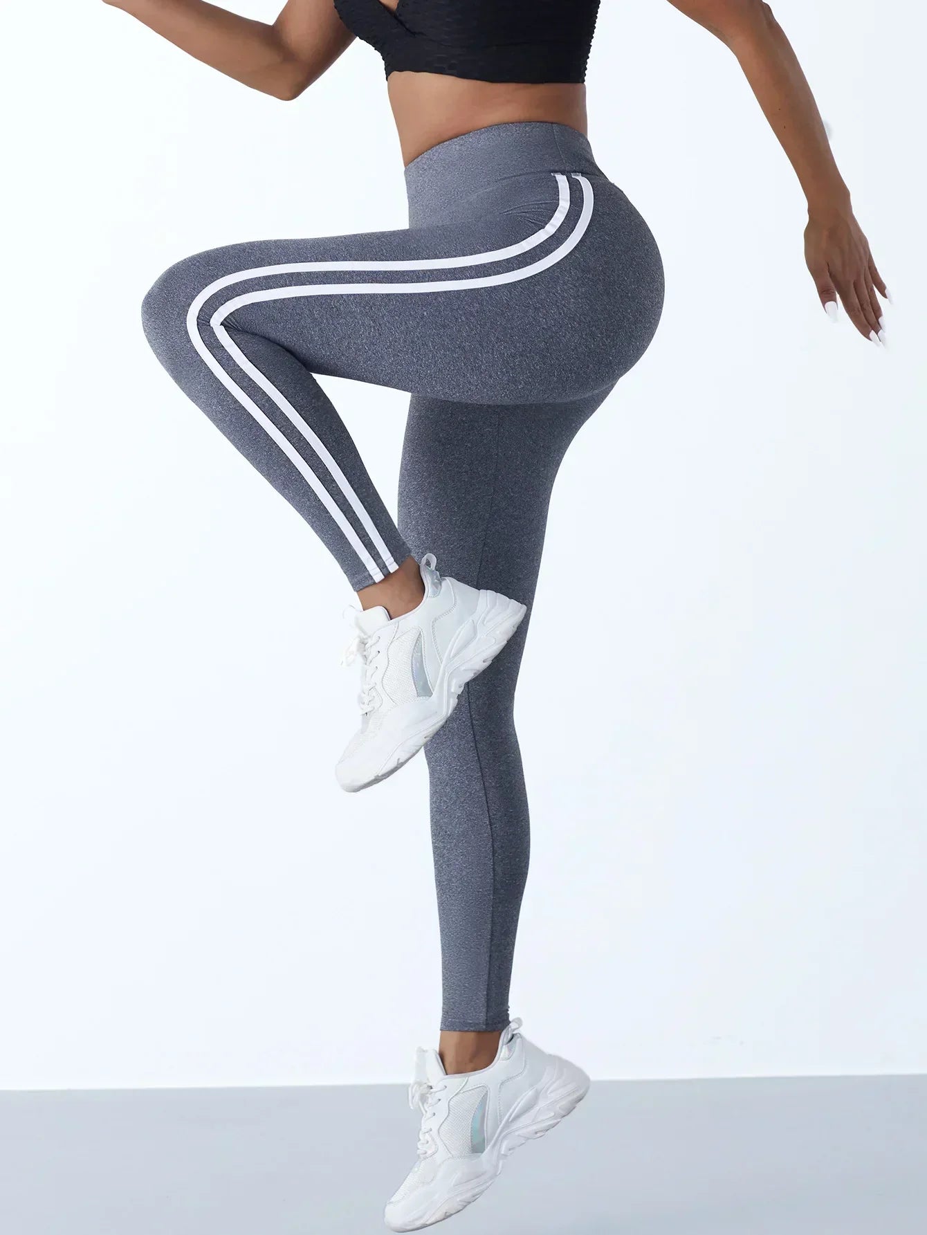 Women's High Waist Scrunch Leggings Side Stripe