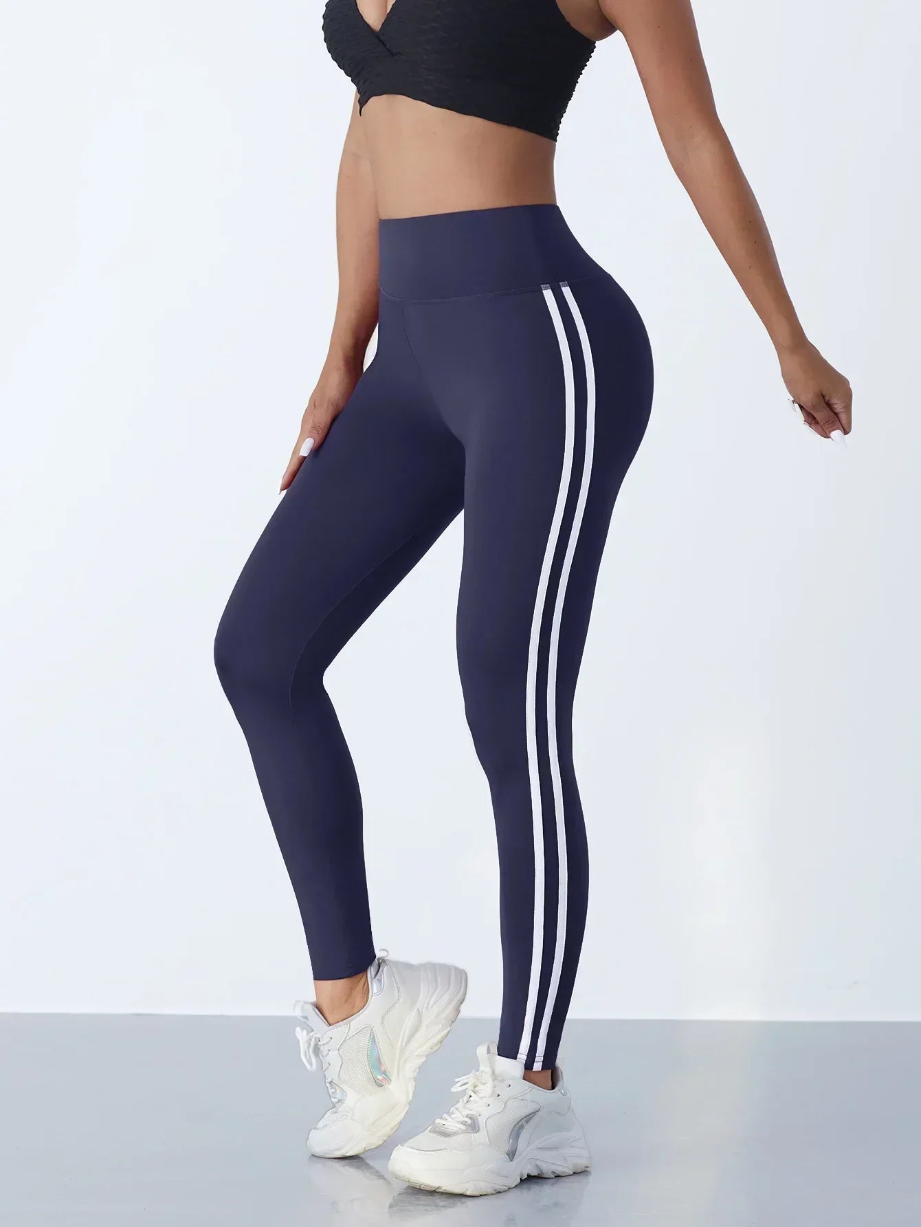 Women's High Waist Scrunch Leggings Side Stripe