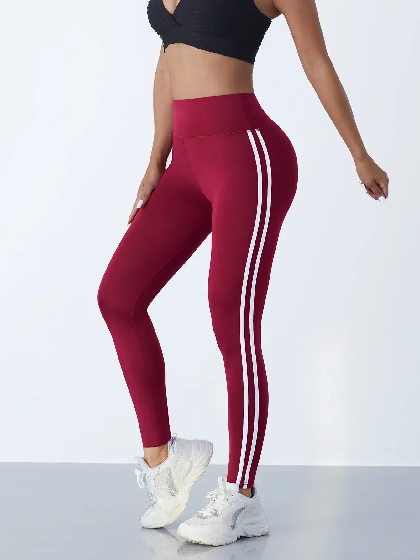 Women's High Waist Scrunch Leggings Side Stripe