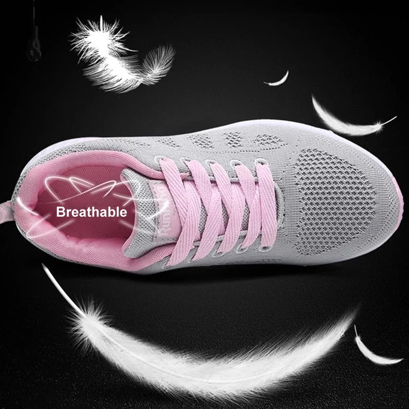 Women's Lace-Up Running Shoes Knit Sneakers