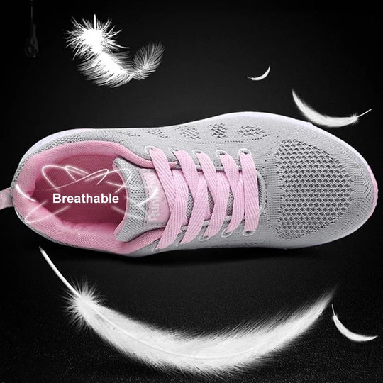 Women's Lace-Up Running Shoes Knit Sneakers