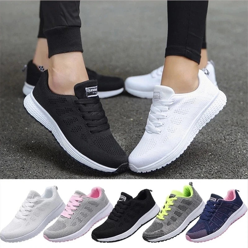 Women's Lace-Up Running Shoes Knit Sneakers