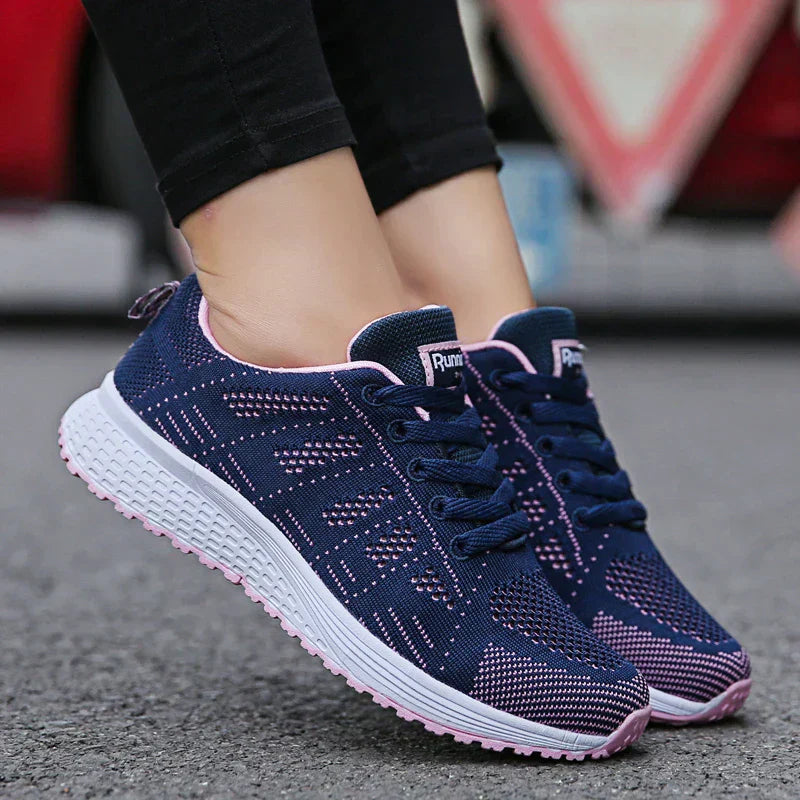 Women's Lace-Up Running Shoes Knit Sneakers
