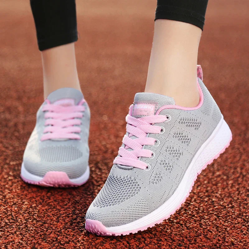 Women's Lace-Up Running Shoes Knit Sneakers