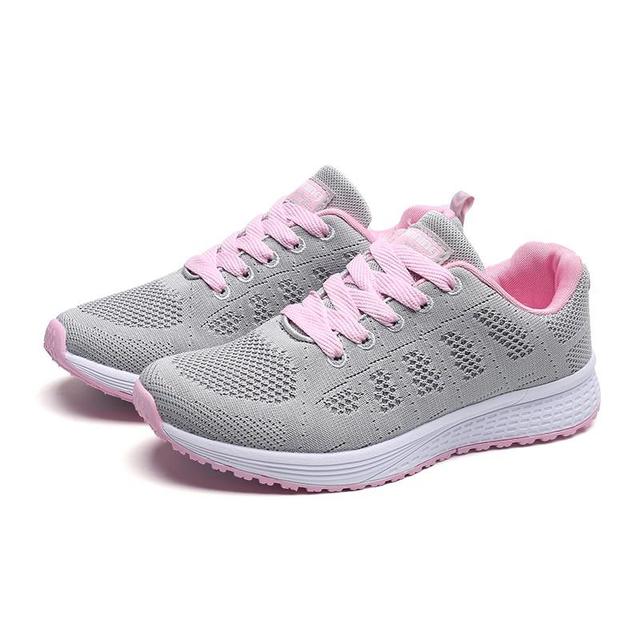 Women's Lace-Up Running Shoes Knit Sneakers