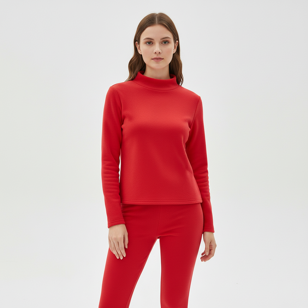 Women's Mock Neck Sweatshirt Slim Straight Pants Set Long Sleeve