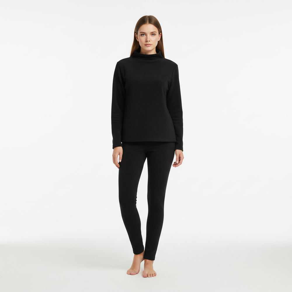 Women's Mock Neck Sweatshirt Slim Straight Pants Set Long Sleeve
