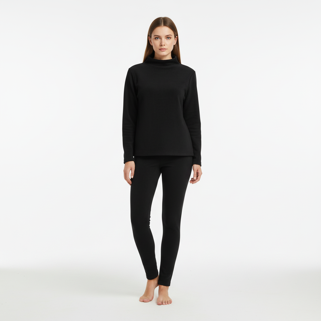 Women's Mock Neck Sweatshirt Slim Straight Pants Set Long Sleeve