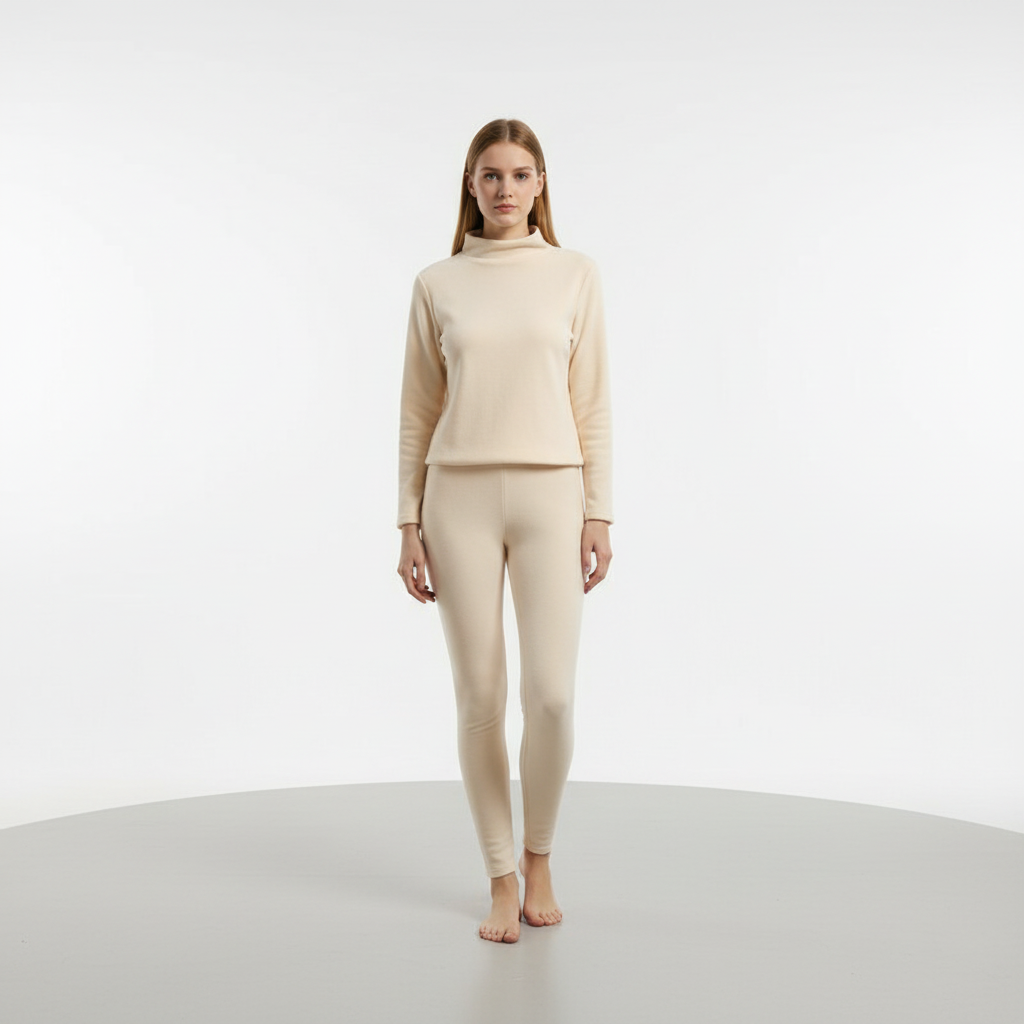 Women's Mock Neck Sweatshirt Slim Straight Pants Set Long Sleeve