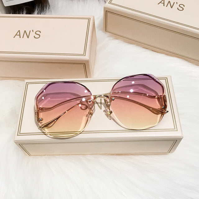 Women's Oversized Rimless Gradient Sunglasses