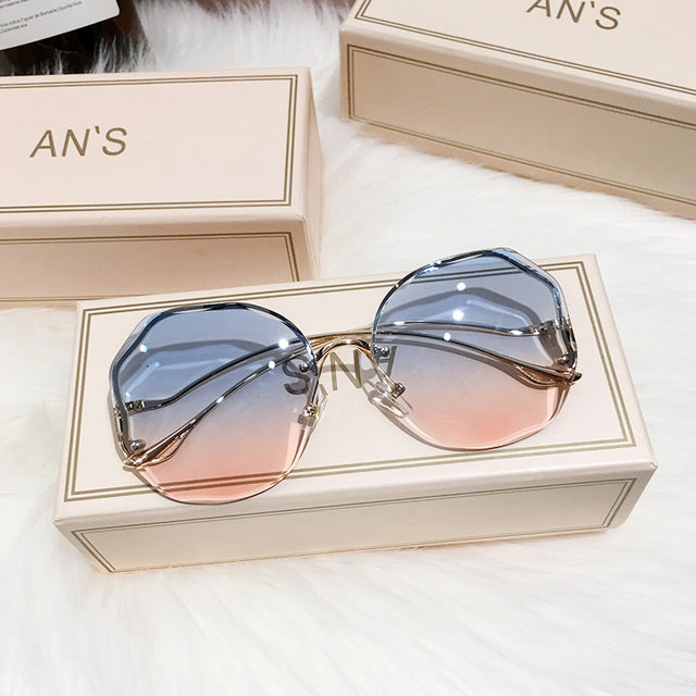 Women's Oversized Rimless Gradient Sunglasses