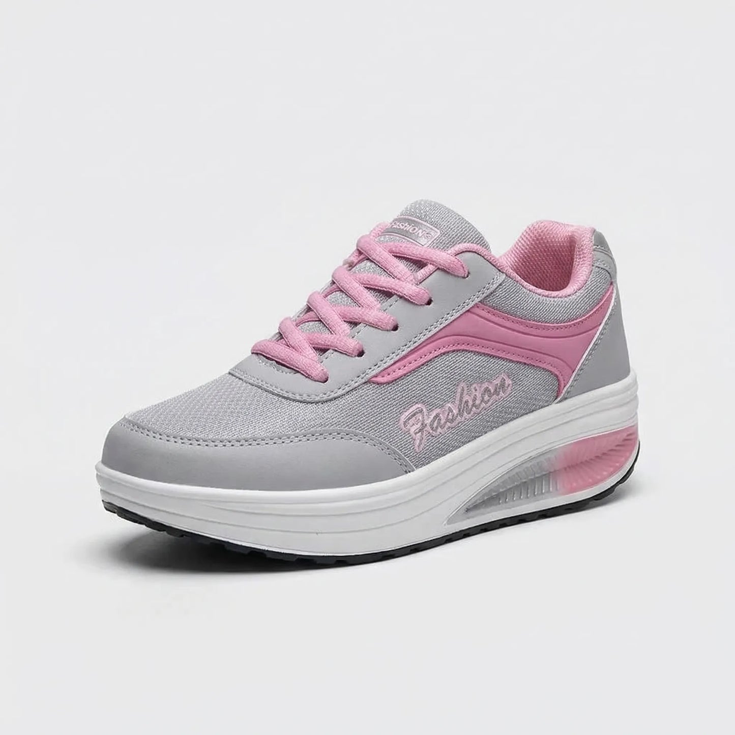 Women's Platform Lace-Up Sneakers Leather Chunky Sole Tennis Shoes
