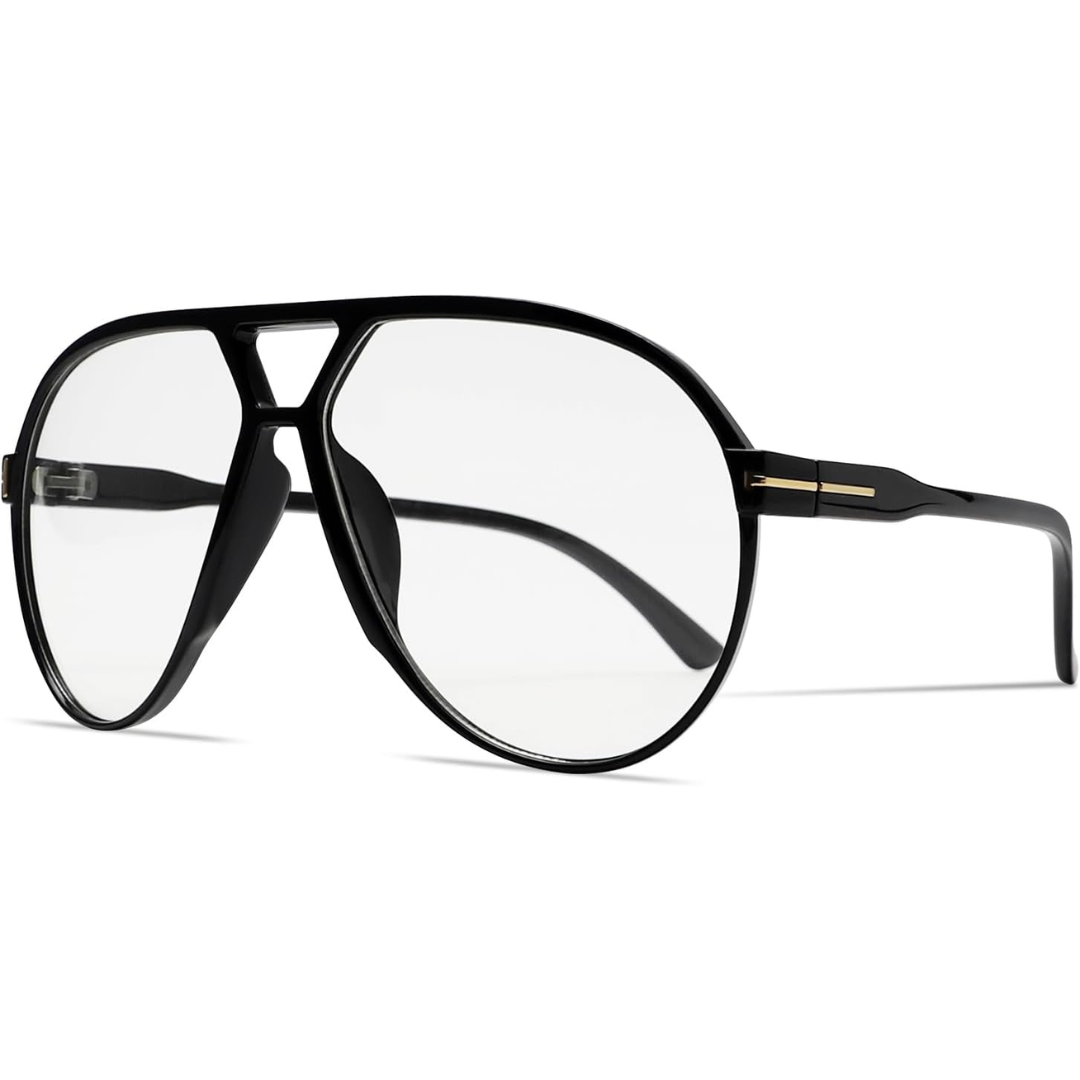 Women's Retro Oversized Aviator Clear Lens Glasses