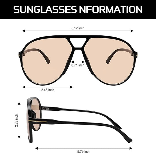 Women's Retro Oversized Aviator Clear Lens Glasses