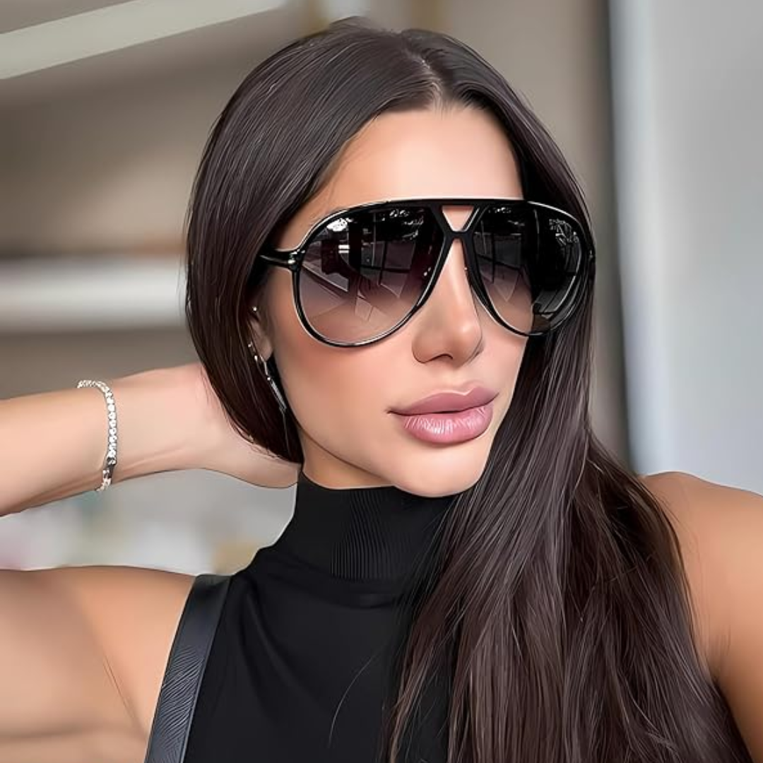 Women's Retro Oversized Aviator Clear Lens Glasses