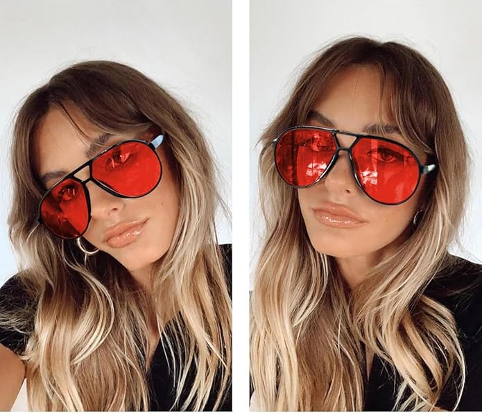 Women's Retro Oversized Aviator Clear Lens Glasses