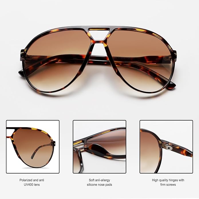Women's Retro Oversized Aviator Clear Lens Glasses