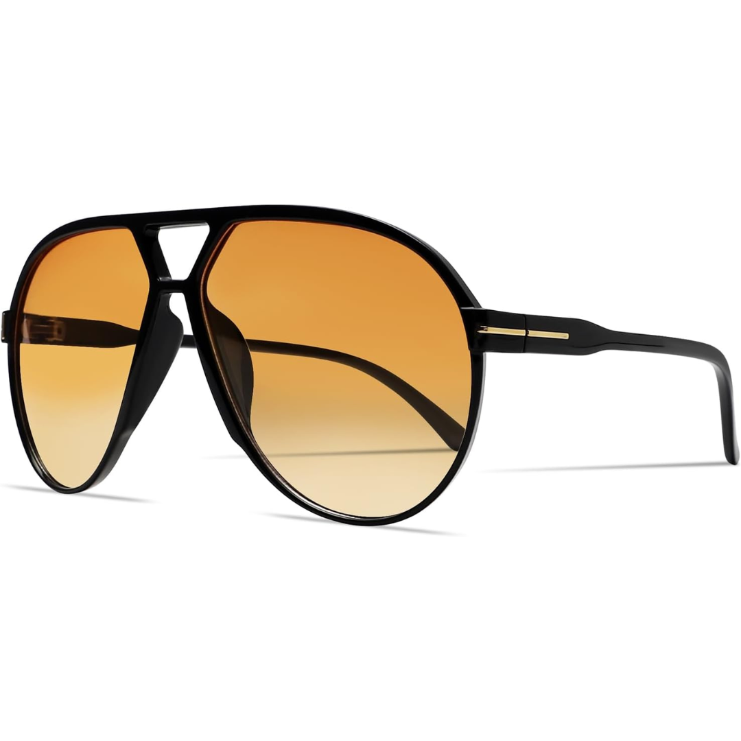 Women's Retro Oversized Aviator Clear Lens Glasses