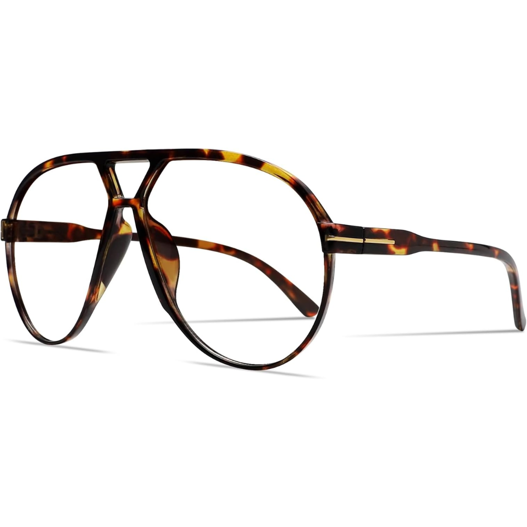 Women's Retro Oversized Aviator Clear Lens Glasses